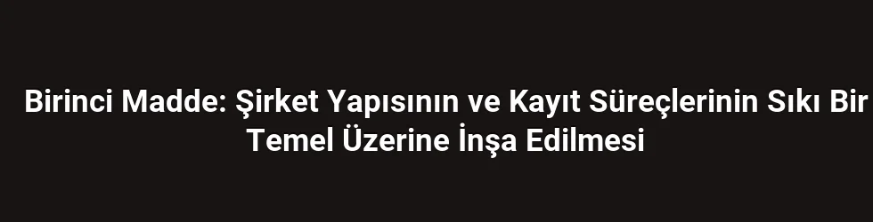 Birinci Madde: Şirket Yapısının ve Kayıt Süreçlerinin Sıkı Bir Temel Üzerine İnşa Edilmesi