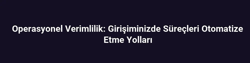 Operasyonel Verimlilik: Girişiminizde Süreçleri Otomatize Etme Yolları