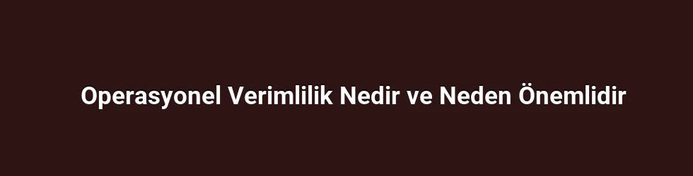 Operasyonel Verimlilik Nedir ve Neden Önemlidir